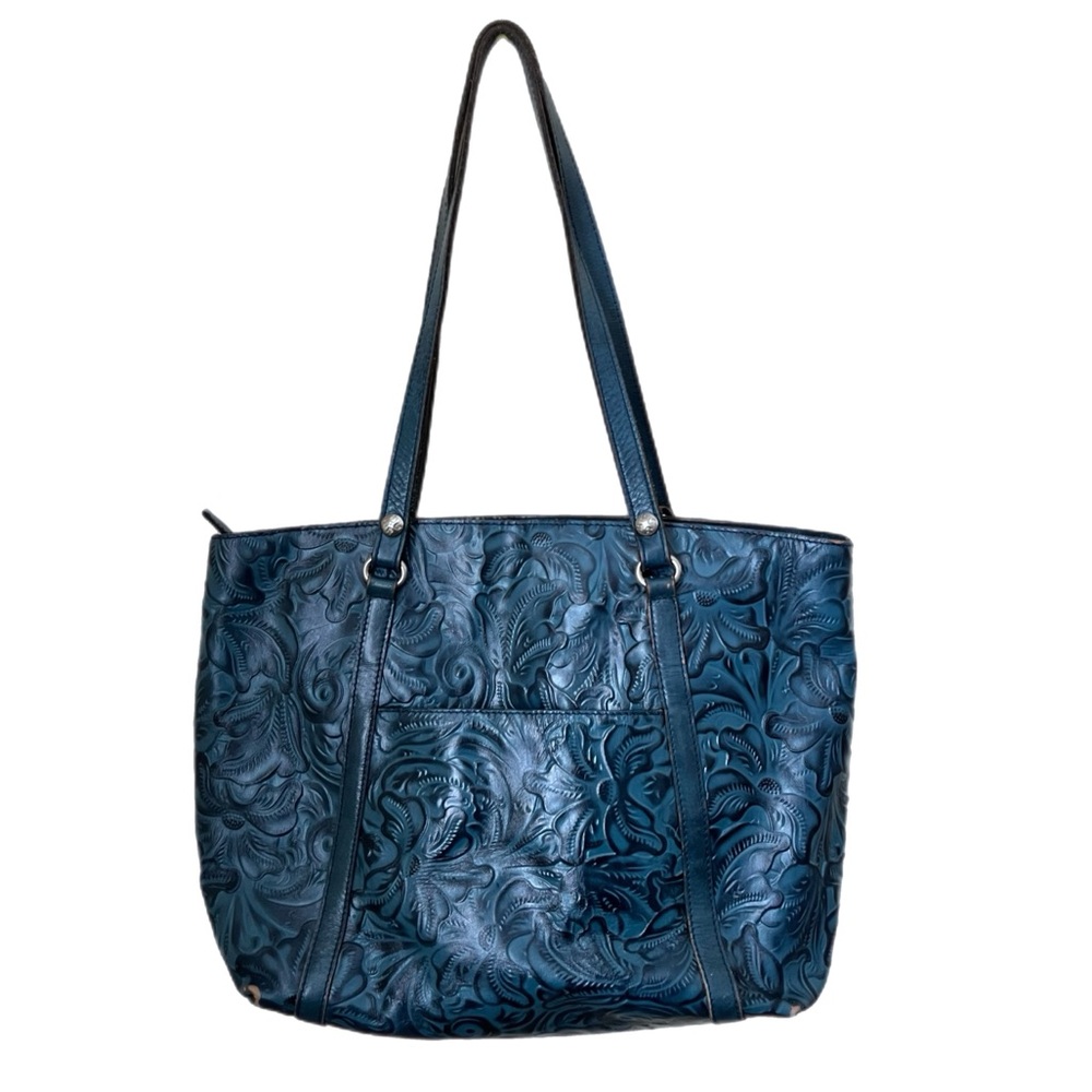 Patricia Nash Teal Tooled Leather Tote - Picture 2 of 12
